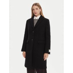 Calvin Klein Вълнено палто LV044D558G Черен Slim Fit