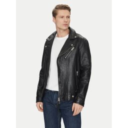 Guess Кожено яке M2YL12 L0QN0 Черен Regular Fit