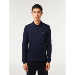 Lacoste Тениска с яка и копчета PH4013 Тъмносин Regular Fit