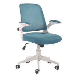 Работен стол RFG Pretty White W, до 120кг, дамаска/меш, полипропиленова база, Tilt механизъм, коригиране на височината, заключване в позиция, син