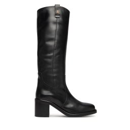 Ботуши Tommy Hilfiger Riding Lthr Long Boot Block Heel FW0FW08777 Черен