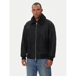 BOSS Кожено яке Jonier 50547567 Черен Relaxed Fit