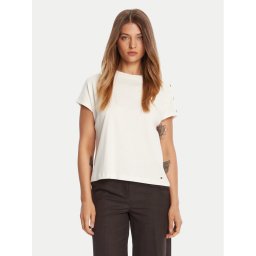 Tommy Hilfiger Тишърт Gold Button WW0WW47455 Екрю Regular Fit