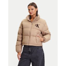 Calvin Klein Jeans Пухено яке Graphic Logo LV047D503G Бежов Regular Fit