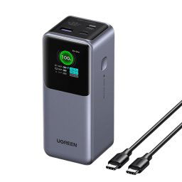 Външна батерия /power bank/ Ugreen PB721, 20 000 mAh, сива, 1x USB-A, 2x USB-C(м), 130W, кабел от USB-C(м) към USB-C(м)