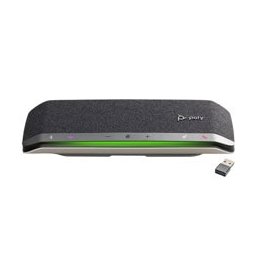 Конферентен говорител HP Poly Sync 40+ (77P36AA), Bluetooth, USB-A/USB-C, черен, преносим, микрофон, IP64, до 30 часа време на работа, Microsoft Teams сертифициран, включен адаптер BT700 за безжично свързване с компютър