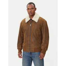 BOSS Кожено яке Jonier 50547567 Бежов Relaxed Fit