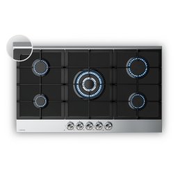 Klarstein Газов плот Verosteel, 5-зонов, с електрическо запалване, Съвместим с природен газ и LPG, 10400 W, 90 см (PG9051G-DC5B)