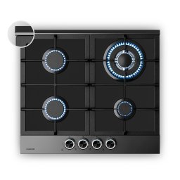 Klarstein Газов плот Verosteel, 4-зонов, с електрическо запалване, съвместим с природен газ и LPG, 8000 W, 60 см (PG6041BG-D1CB)