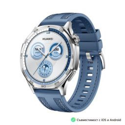 Часовник Huawei Watch GT5 Vili-B19W, 1.43", Amoled 466x466 PPI 326, BT5.2 BLE/BR/EDR, 5ATM, 524mAh, Screenshot sharing, support message input, message notifications, Battery life up to 14 days, Compatible with iOS and Android devices, Blue Woven