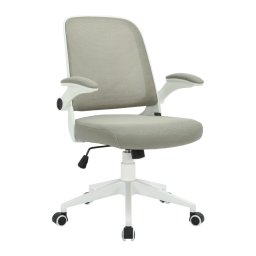 Работен стол RFG Pretty White W, до 120кг, дамаска/меш, полипропиленова база, Tilt механизъм, коригиране на височината, заключване в позиция, сив