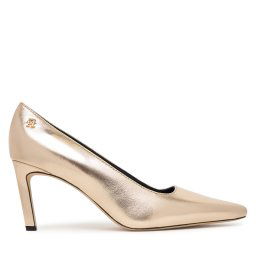 Обувки на ток Tommy Hilfiger Logo Metallic Pump Slanted Hl FW0FW08994 Златист