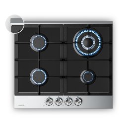 Klarstein Газов плот Verosteel, 4-зонов, с електрическо запалване, съвместим с природен газ и LPG, 8000 W, 60 см (PG6041BG-D1CB)