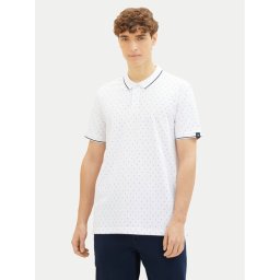 Tom Tailor Denim Тениска с яка и копчета 1040465 Бял Regular Fit