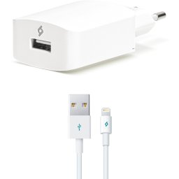 Зарядно 220V SpeedCharger USB Travel Charger, 2,1A, incl, Lightning Cable - Бяло,116579