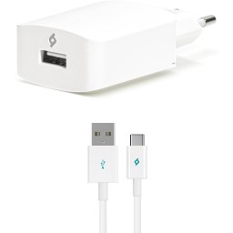 Зарядно 220V SpeedCharger USB Travel Charger, 2.1A, incl, Type C Cable - Бяло,115573