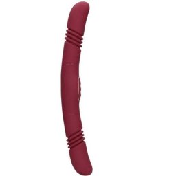 Двойно вибриращо дилдо с тласъци "LOVELINE PLEASURE RED" 33 см
