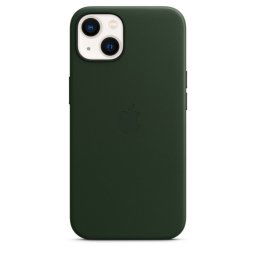 Оригинален гръб Apple Leather Case with MagSafe за iPhone 13 - Зелен, MM173ZM/A