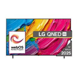 Телевизор LG 75QNED80A3A, 75" 4K QNED HDR Smart TV, 3840x2160, DVB-T2/C/S2, Alpha 7 AI Processor, HDR10 / HLG, webOS 25 ThinQ, VRR / ALLM / HGiG, 4K Upscaling, WiFi 5, Voice Controll, Bluetooth 5.1, AirPlay 2, LAN, CI, HDMI, SPDIF, Google Cast, 2 pole Sta