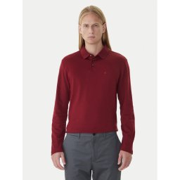 Calvin Klein Тениска с яка и копчета LV040EM909 Бордо Regular Fit