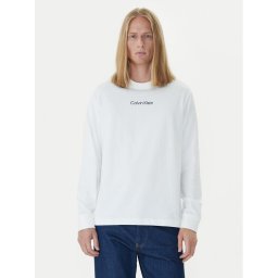 Calvin Klein Тениска с дълъг ръкав Standard Logo LV04LD232G Бял Relaxed Fit