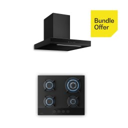 Klarstein Velaire газов котлон + Velaire коминна аспиратор | Минималистичен и елегантен | 60 см (10047376+10047369)