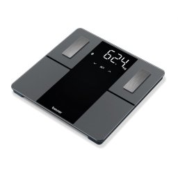Beurer BF 500 BT diagnostic bathroom scale in black, titanium-coated stainl
