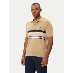 Lacoste Тениска с яка и копчета AH5200 Бежов Regular Fit
