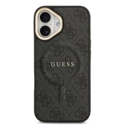Гръб Guess PU Leather 4G Gold Frame MagSafe Case за iPhone 17 - Черен