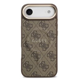 Гръб Guess PU Leather 4G Gold Frame MagSafe Case за iPhone 17 Air - Кафяв