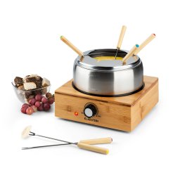 Klarstein Bambus Fondue, тенджера от неръждаема стомана, 800W (GQ6-Bambus Fondue)