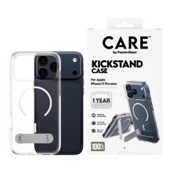 Гръб Care by PanzerGlass за iPhone 17 Pro Max, Feature Case Transparent w. Kickstand and MagSafe