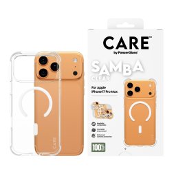Гръб Care by PanzerGlass за iPhone 17 Pro Max, Fashionable Case Samba Transparent w. White MagSafe