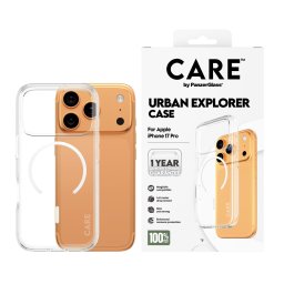 Гръб Care by PanzerGlass за iPhone 17 Pro, Flagship Case Transparent Urban Explorer w. White MagSafe