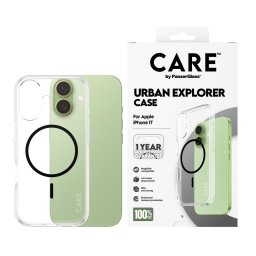 Гръб Care by PanzerGlass за iPhone 17, Flagship Case Transparent Urban Explorer w. Black MagSafe