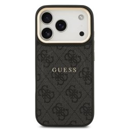 Гръб Guess PU Leather 4G Gold Frame MagSafe Case за iPhone 17 Pro - Черен