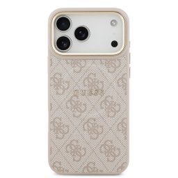 Гръб Guess PU Leather 4G Gold Frame MagSafe Case за iPhone 17 Pro Max - Розов
