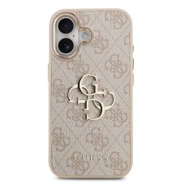 Гръб Guess PU Leather 4G Metal Logo Gold Frame MagSafe Case за iPhone 17 - Розов