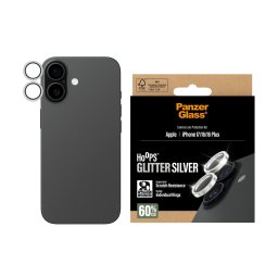 Протектор за камера PaznerGlass Hoops за iPhone 17/iPhone 16/16 Plus, Glitter Silver
