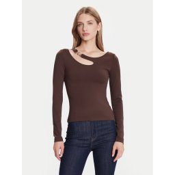 Guess Блуза W5BP18 KC7M2 Кафяв Slim Fit