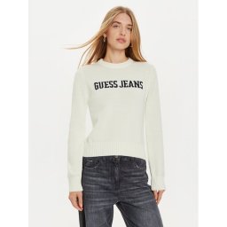 Guess Jeans Пуловер W4BR10 Z3HM1 Бял Regular Fit