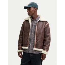 Jack & Jones Яке от имитация на кожа Liverpool 12282948 Кафяв Regular Fit