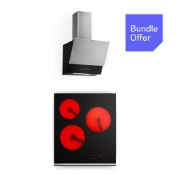 Klarstein Verosteel стъклокерамичен плот + Verosteel безръбна аспирация | 45 см (10047366+10047403)