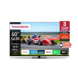 Телевизор Thomson Smart QLED Pro TV 50"; Google TV; 3840 x 2160 (4K UHD), DLED, 144 Hz, DVB-T/T2/C/S/S2, HDR10, Wi-Fi, Bluetooth, LAN, HDMI 4 (2.1), USB 2 (2.0) + 1 (3.0), Central Swivel Stand, Black