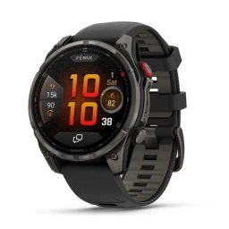 Garmin Fenix 8 PRO - 51 мм, AMOLED Sapphire - Carbon grey DLC titanium с Black/pebble grey силиконова каишка