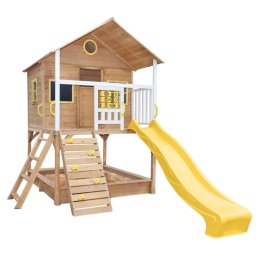 Голяма Детска Къща Ginger Home с Пясъчник и Пързалка, за Игра на Открито в Двора и Градината, Дър...