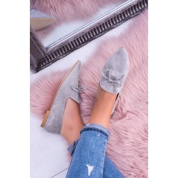 Lu Boo Grey Ballerinas Suede Loafers Feliciano