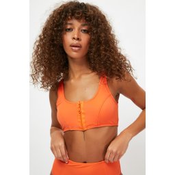Trendyol Orange Zipper Detailed Bikini Top