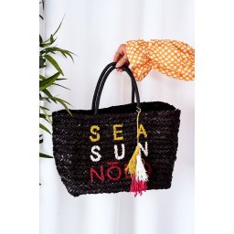 Плетена плажна чанта Shopper NOBO XK00410 Черна