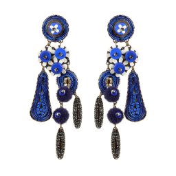 Tatami Woman's Earclips Blossom E-Wo004M Navy Blue